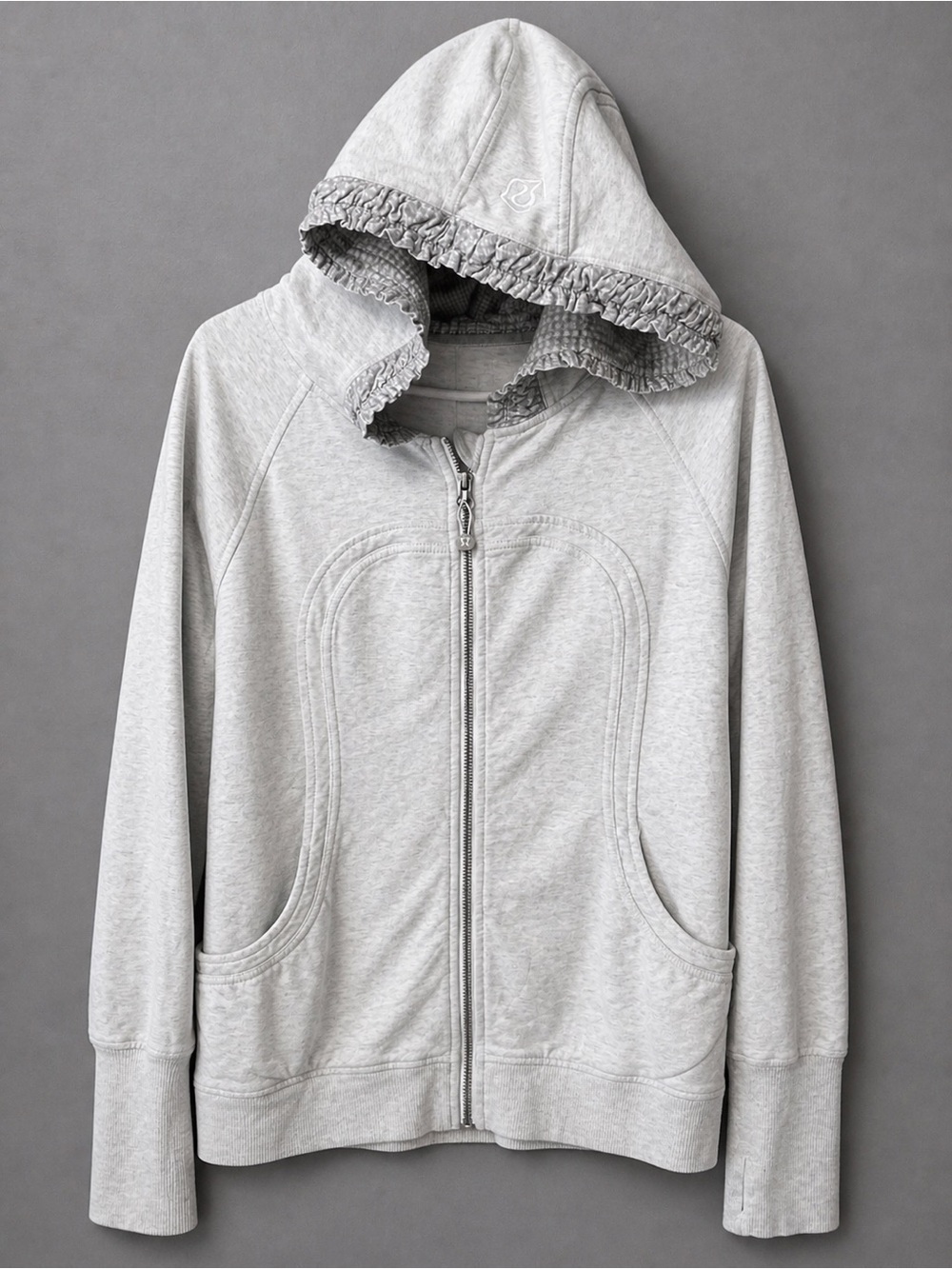Lululemon Scuba Full Zip Hoodie Light Heather Gray Ruffle Hood Jacket